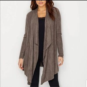 Barefoot Dreams Bamboo Chic Lite Drape Cardigan – Taupe – Size 2X